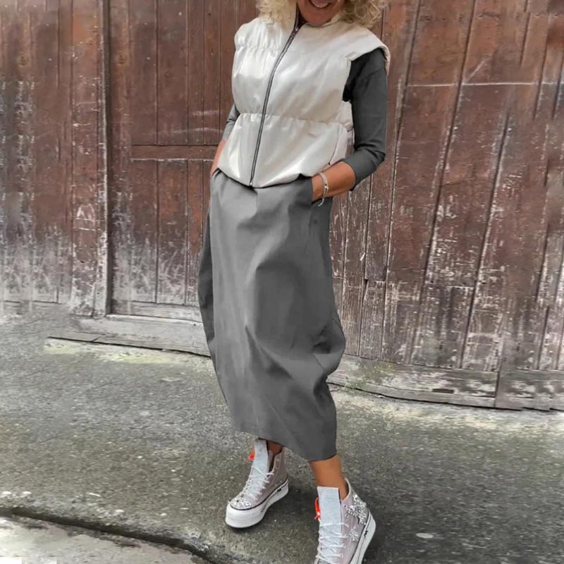 Egyszerű, elegáns, zsebes ruha nőknek