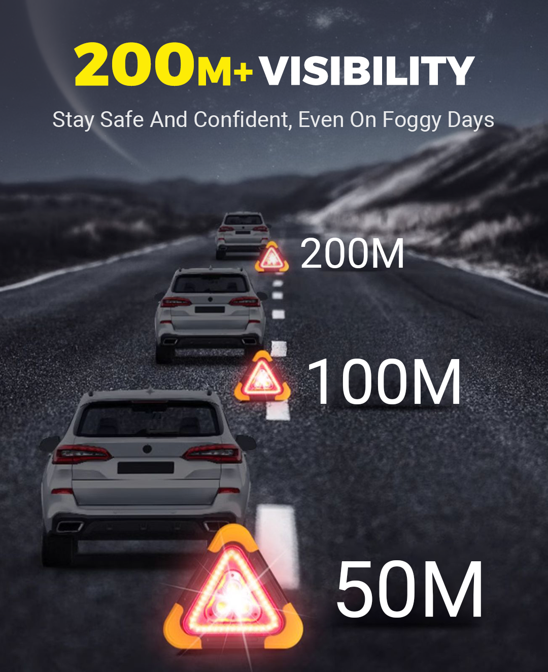 🔥Új 2025 - 49% KEDVEZMÉNY🔥 2 az 1-ben háromszög alakú napelemes vészjelző lámpa út menti