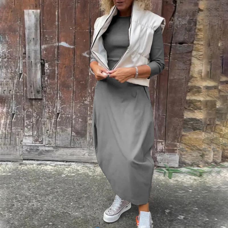 Egyszerű, elegáns, zsebes ruha nőknek