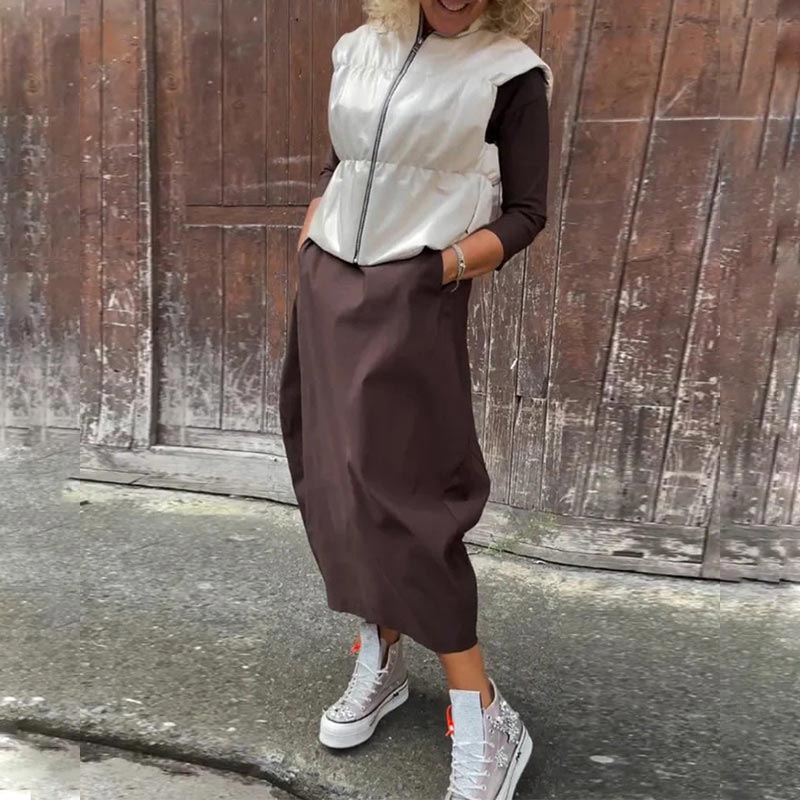 Egyszerű, elegáns, zsebes ruha nőknek