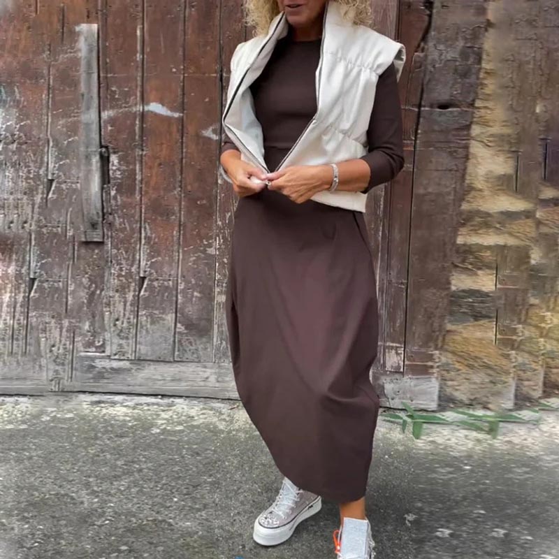 Egyszerű, elegáns, zsebes ruha nőknek