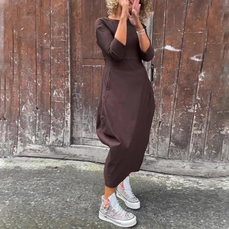 Egyszerű, elegáns, zsebes ruha nőknek