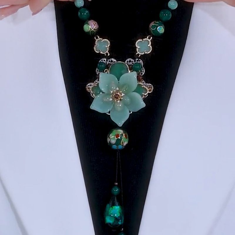 💞 Luxus Lotus Opal nyaklánc és pulóver lánc